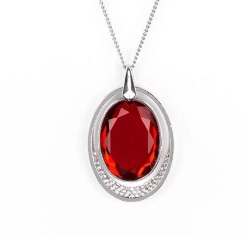 Paparazzi Red With White Rhinestones Necklace set